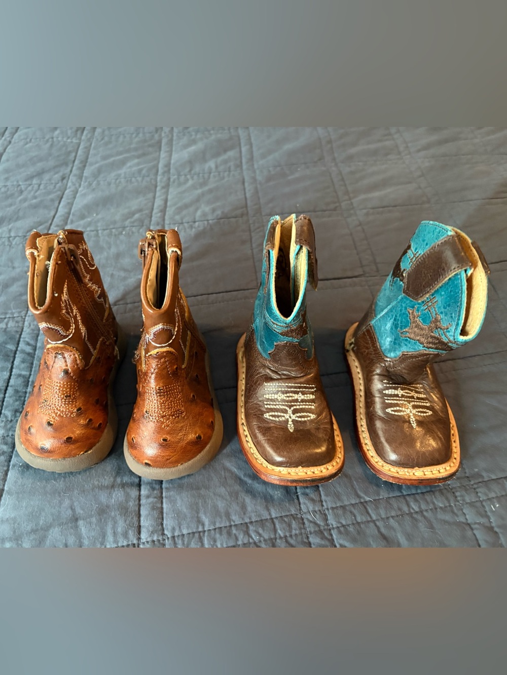 Roper Kids Brown and Turquoise Western Boot infant size 2